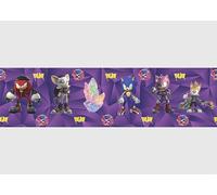 Sonic Prime AG Design Self-Adhesive Border, AWBD 8040, Waterproof Children's Room Wall Sticker Decoration, Wall Border for Girls and Boys, Foil, Multicoloured, Width 500 cm x Height 13.8 cm