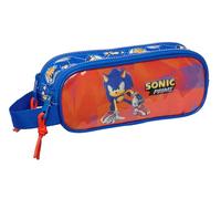 Sonic Prime - Double Child's Pencil Case, Children's Pencil Case, Ideal for School Ages, Comfortable and Versatile, Quality and Resistance, 21 x 6 x 8 cm, Blue, Blue, Estándar, Casual