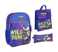 Sonic Prime School Bag - Blue and Purple - 31 x 12.5 x 42 cm - Made of Polyester - Includes Lunch Bag and Pencil Case - with Side Pocket - Original Product Designed in Spain