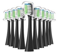 Sonic Replacement Brush Heads STRB-10WB Compatible with Waterpik Complete Care 9.0 (CC-01), 5.0 (WP-862), Soft Bristle, 10 Count (Black)