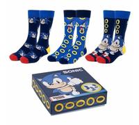 Sonic Socks Pack - Blue, Red and Yellow - 3 Pairs - UK Size 6.5 to 11 - Long Socks Made of Cotton, Polyamide and Elastane - Original Product Designed in Spain