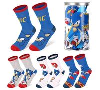 Sonic the Hedgehog 4 Pair Ankle Cotton Socks for Kids - Ideal Kids Children Gift - Packed in Round Money Piggy Bank Plastic Cylinder (UK, Age, 7 Years, 10 Years, Regular, 12-2.5, Multicolour)