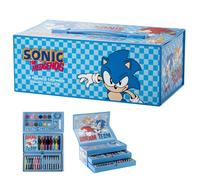 Sonic the Hedgehog 52-Piece Colouring Art Box for Kids | Portable Art Kit with Markers, Crayons, Colour Pencils & More | Creative Drawing & Coloring Set | Gift for Boys & Girls