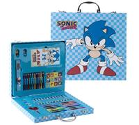 Sonic the Hedgehog 52-Piece Deluxe Colouring Art Case for Kids | Portable Art Kit with Markers, Crayons, Colour Pencils & More | Creative Drawing & Coloring Set | Gift for Boys & Girls