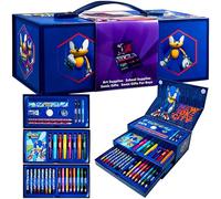 Sonic The Hedgehog Arts & Crafts Set for Kids, 34 Pcs Colouring & Art Supplies, Crayons Pencils Notepad & Accessories, Stationary Supplies for Kids