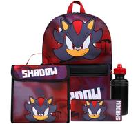 SONIC THE HEDGEHOG Backpack Set 4 Pcs Water Bottle Backpack Pencil Case Insulated Lunch Bag Shadow School Supplies Travel (Shadow 4 Pcs Set)