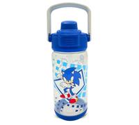 Sonic The Hedgehog Beacon Bottle - 450ml | Food-Safe Plastic Bottle with Carry Loop | Spills-Proof Flip-Up Spout Reusable Travel Bottle for Kids