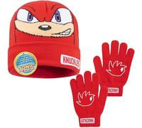 Sonic The Hedgehog Beanie Hat & Winter Gloves Set for Boys 4-12 Years, Warm Cosy Knit Winter Accessories, Gifts for Boys (4-12 Years, Red Knuckles, 2)