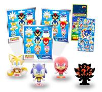 Sonic the Hedgehog Blind Bag Party Favors 3 Pack - Bundle with 3 Series 3 Sonic Mystery Bags with Mini Sonic Keychains Plus Stickers | Sonic Mini Figure Set for Kids, Boys, Girls