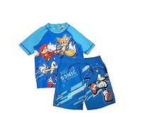 Sonic The Hedgehog, Boys 2 Piece Swim Set, Short Sleeve Shirt & Shorts, Blue, Age 9-10 Years