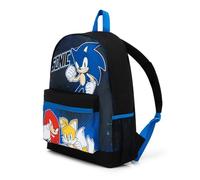 Sonic The Hedgehog Boys Backpack, Kids School Bag, Blue Black Gaming Rucksack with Front Pocket & Side Mesh, Lightweight School Travel Bag