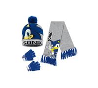 Sonic the Hedgehog Boys Beanie Hat Scarf & Gloves Set in Blue Sonic the Hedgehog Blue One Size
