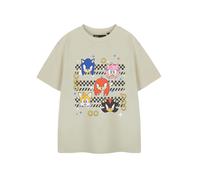 Sonic the Hedgehog Boys Beige Group Faces Short Sleeved T-Shirt - 13-14 Years