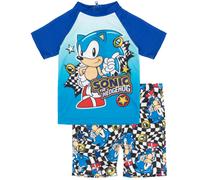 Sonic the Hedgehog Boys Blue Sonic Placement & All-Over Print 2 Piece Swim Set - 9-10 Years