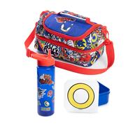 Sonic the Hedgehog Boys Blue Sticker book Lunch Bag Bottle and Snack Pot (One Size)
