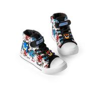 Sonic The Hedgehog Boys High-Top Trainers with Hook and Loop Strap | Shadow The Hedgehog Kids Black Blue Red Grafik Footwear | Sonic Merchandise STH Merch | Back to School Shoe - 11 UK Child