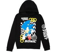 Sonic the Hedgehog Boys Hoodie - 100% Cotton Hooded Sweatshirt - Lounge Wear for Ages 6-12 - Perfect Gamer Gifts for Boys - Black