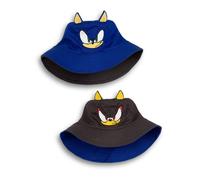 Sonic The Hedgehog Boys Reversible Bucket Hat in Blue & Dark Grey | 3D Ears Sonic & Shadow Character Design | Casual Sun Protection Hat