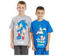 Sonic the Hedgehog Boys Personalised T Shirts Tops 2 Pack (UK, Age, 7 Years, 8 Years, Regular, Personalised - Sonic 2 Pack)