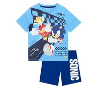 Sonic The Hedgehog Boys PJs, Boys Pyjamas Featuring Sonic, Knuckles And Tails, Short Sleeve Sonic Pyjamas, Blue, 12-13 Years