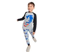 Sonic The Hedgehog Boys Pyjamas - Official Sega Long Sleeve Top & All Over Print Trousers, Cotton-Rich with 100% Cotton Sleeves, Cuffed Ankles, Elasticated Waist - Ages 4-8, Cosy Nightwear