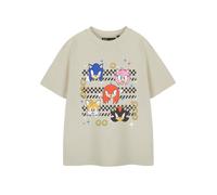 Sonic the Hedgehog Boy's Short Sleeved T-Shirt (Kids Oatmeal) in Beige | Size: 7-8 Years Sonic the Hedgehog Beige 7-8 Years