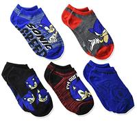 Sonic The Hedgehog Boys Sonic 5 Pack No Show Socks Casual Sock, Assorted Dark Blue, 6-8.5