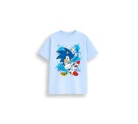 Sonic the Hedgehog Boys T-Shirt, Sega Kids Short Sleeve 100% Cotton Crew Neck Tee, Blue Sonic Print, Machine Washable, Blue, Sizes 3-4Y, 5-6Y, 7-8Y, 9-10Y, 11-12Y