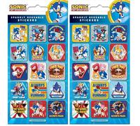 Sonic The Hedgehog Captions Sparkly Reusable Foil Stickers | Official SEGA Licensed Product | Reusable on Non-Porous Surfaces | Kids 3+, Birthday Gifts, Party Bags, Arts & Crafts, Scrapbooking
