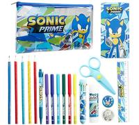 Sonic The Hedgehog Children's Pencil Case with School Stationery Included, Gift for Boy