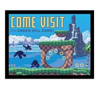 Sonic The Hedgehog Come Visit Green Hill Zone Framed Print (30cm x 40cm) (Blue)