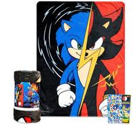 Sonic The Hedgehog Fleece Blanket Set - Bundle with Video Game Soft Blanket Plus Stickers, More for Kids, Adults, Teens | Cozy Sonic and Shadow Throw Blanket 45" x 60"