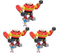 Sonic The Hedgehog Giant Eggman Robot Battle Set Officially Licensed by Jakks Pacific, 9" / 22.9 cm Tall Play Set, Cannon Shooting Egg Man Robot with Sonic Figure Included, For Boys (Pack of 3)