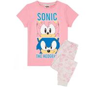 Sonic the Hedgehog Girls Pink Multi-Character Placement & All-Over Print Short Sleeve Long Leg Pyjama Set - 8-9 Years