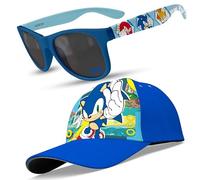 Sonic the Hedgehog Hat & Sunglasses Set for Kids - UV400 Boys Sunglasses and Cap - Lightweight Breathable Summer Accessories for Ages 3-8