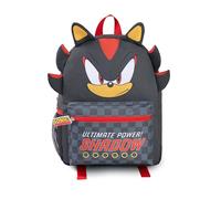 Sonic The Hedgehog Kids 3D Shadow Backpack | Black and Red 'Ultimate Power!' Shadow The Hedgehog Graphic School Bag | Checkered Front Pocket Zip Gaming Rucksack | Sonic Merch