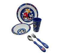 Sonic The Hedgehog Kids 5 Piece Dinnerware Set - Plate, Bowl, Cup, Fork + Spoon. Safe Durable Plastic Home or Picnic Set - Official