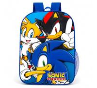 Sonic The Hedgehog Kids Backpack School Bag Full Size 17 Inch with Tails Shadow Character Rucksack Boys Girls Travel Bookbag with Mesh Pocket.