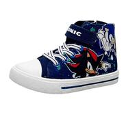 Sonic The Hedgehog Kids Boys Girls Boys Hi Top Trainers Official Licensed Sonic and Shadow High Top Sneakers Canvas Shoes with Zip & Lace Fastening Lightweight Childrens Footwear UK Sizes 8-1