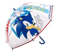 Sonic The Hedgehog Kids Clear Dome Umbrella - Children's Character Umbrella with Transparent See Through Canopy, Lightweight & Windproof School Rain Umbrellas for Boys & Girls | with Safety Opening