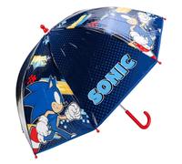 Sonic The Hedgehog Kids Clear Dome Umbrella Transparent See-Through Canopy | Lightweight & Windproof School Rain Children's Character Umbrellas for Boys & Girls | with Safety Opening