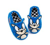 Sonic The Hedgehog Kids Slippers | Boys Girls Blue Plush House Shoes with 3D Ears & Embroidered Face | Character Bedroom Mules for Pyjamas, Loungewear, Sleep, Dressing Gown | SEGA Official Merchandise