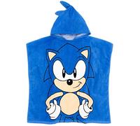 Sonic The Hedgehog Kids Towel Poncho | Blue Gaming Bath Towel with 3D Spiked Hair | Swimming Swimwear Beach Graphic Changing Robe for Boys or Girls | Gamer Merchandise Gift for Children