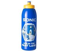 Sonic the Hedgehog Kids Water Bottle 900ml, Sports Drinks Bottle with Pull Top Spout, Wide Mouth Screw Top for Easy Cleaning, Food-Grade Plastic School Bottle