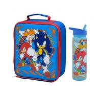 Sonic The Hedgehog Lunch Bag Set + 600ml Water Bottle - Insulated Durable, Spacious & Stylish - Lightweight & Easy to Carry - for School, Preschools & Picnics