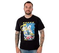Sonic the Hedgehog Mens Black Classic Rings Short Sleeved T-Shirt - Small