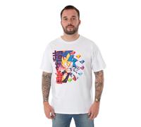 Sonic the Hedgehog Men's Short Sleeved T-Shirt (Adult White) in White | Size: Large Sonic the Hedgehog White L