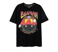 Sonic The Hedgehog Mens T-Shirt | Black Eggman Robotics Corp Graphic Tee for Adults | Dr Robotnik Distressed Vintage Game Art Short-Sleeved Top | Classic Gaming Apparel Gift for Him