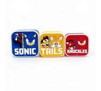 Sonic The Hedgehog Nesting Lunch Boxes Set of 3 - Kids Snack & Food Storage Containers with Push Fit Lids - Sonic, Tails & Knuckles BPA-Free Lunch Box Set for School, Travel & Picnics