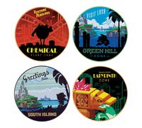 Sonic The Hedgehog Set of 4 Location Coasters | Green Hill Zone, Chemical Plant Zone, Labyrinth Zone & South Island Designs | Officially Licensed Gaming Drink Coasters with Cork Base